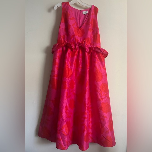 Kate Spade Target Women’s Midi Dress Rose Floral Pink Red Plus Size 18 - Picture 1 of 10